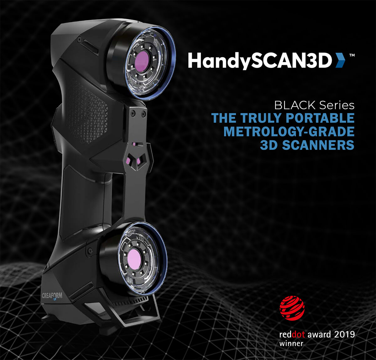 HandySCAN3D black series. The truly portable metrology-grade 3d scanners. Red dot award 2019 winner